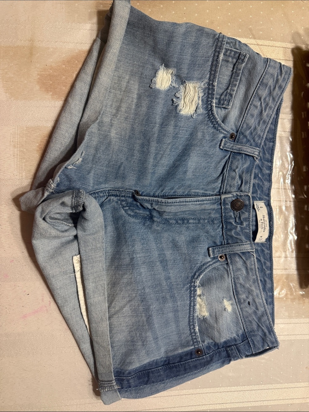 Abercrombie & Fitch Light Blue Distressed Denim Jean Shorts